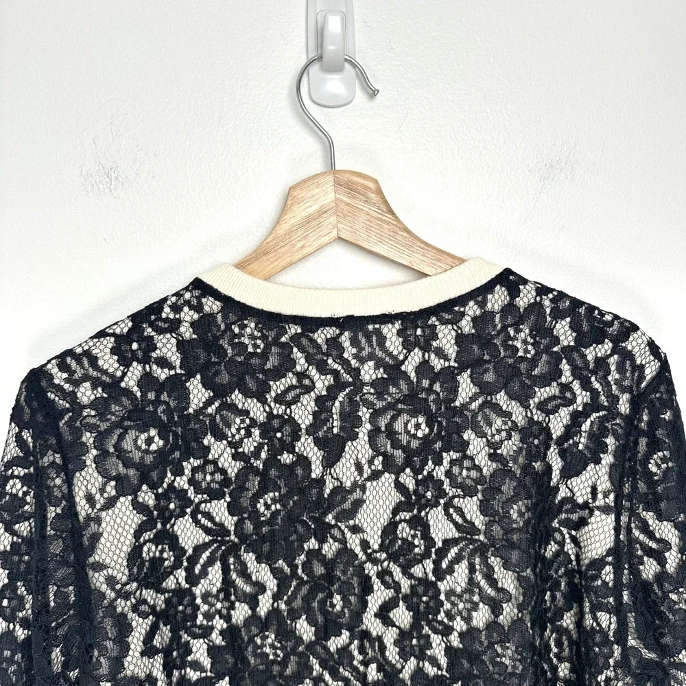 NWT Talbots Floral Lace Cardigan Ivory Black S - Picture 7 of 11